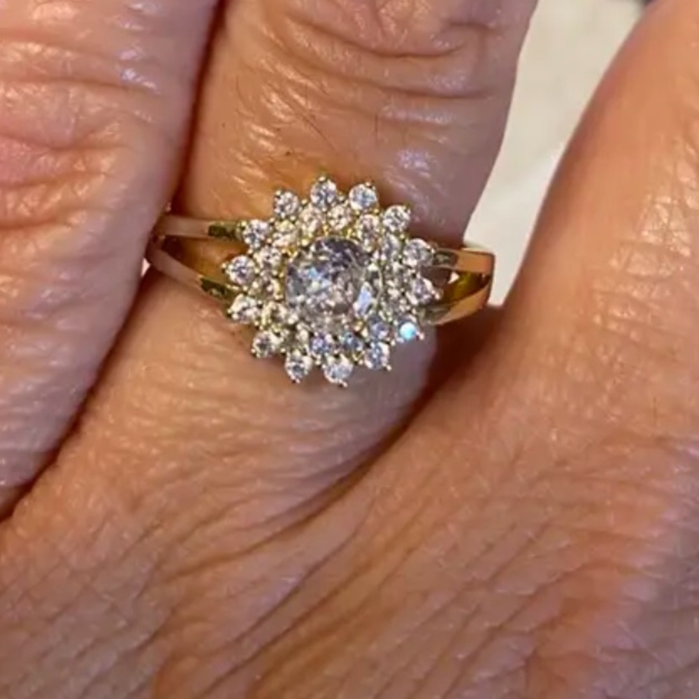 18k Gold Plated Lab Diamond Ring - Size 7